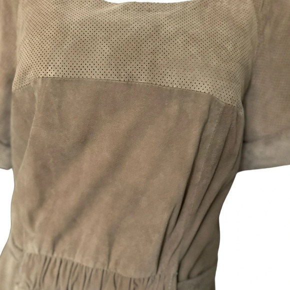 Hoss Intropia Goat Leather Short Sleeve Dress Size 36 US Size 4 Khaki Brown - Picture 5 of 16